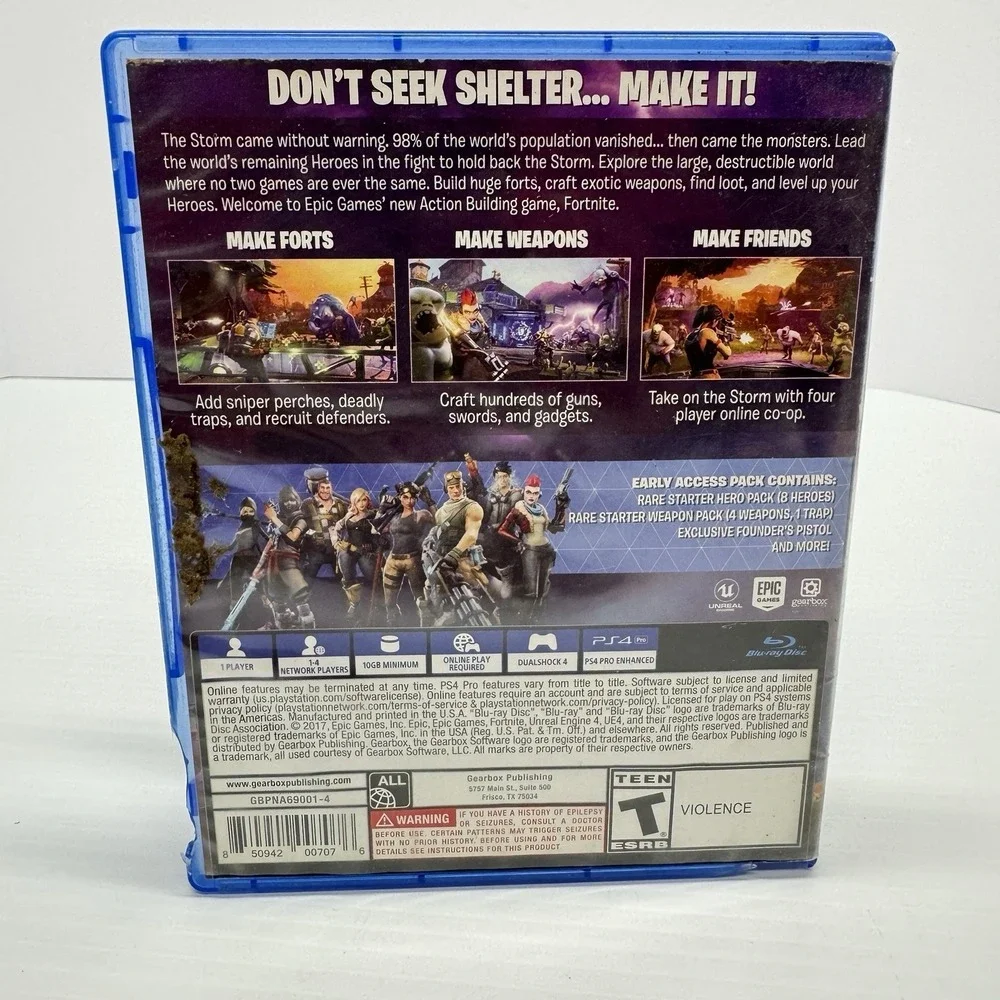Fortnite (Sony PlayStation 4, 2017) - Physical Copy Disc & Case, No Code